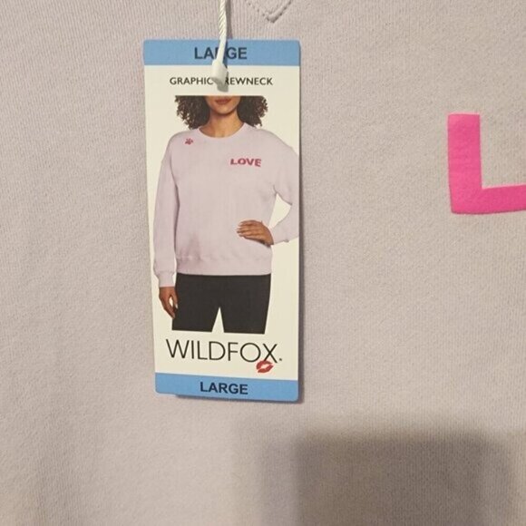 WILDFOX purple lilac pink  sweatshirt sz L Dogs Love Me puppy paw print New - Picture 5 of 12